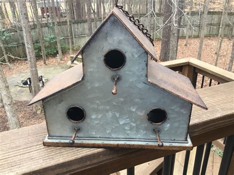 rustic metal bird houses|galvanized metal bird house.